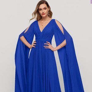 A-Line V-neck Floor-Length Chiffon Evening Dress